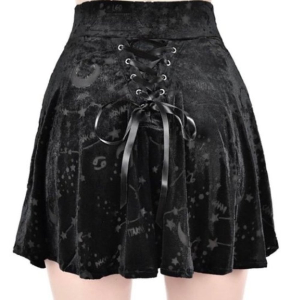 Killstar Cordelia Astrology Velvet Skater Skirt